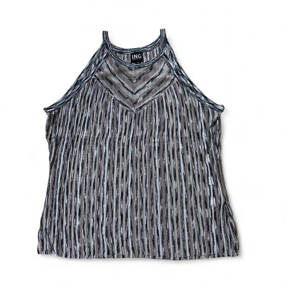 2/$7 deal
Black/white/brown striped space-dyed rayon INC tank top M